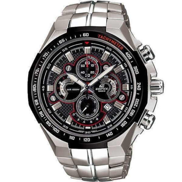 Casio Edifice Chronograph Watch for Men Black Dial with Silver Stainless steel Strap EF-554D-1A