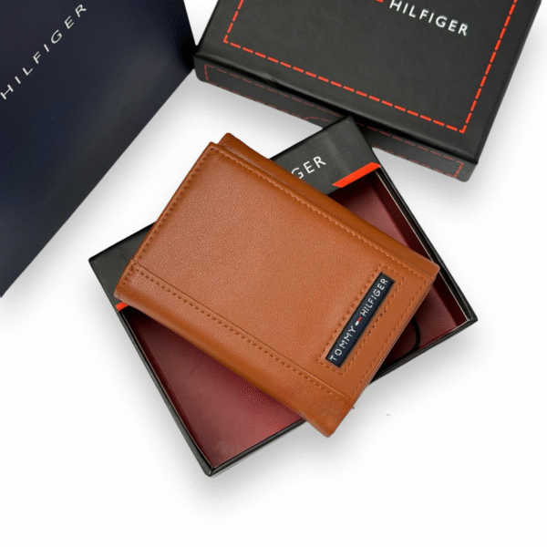 TH Camel Leather Trifold Wallet For Men