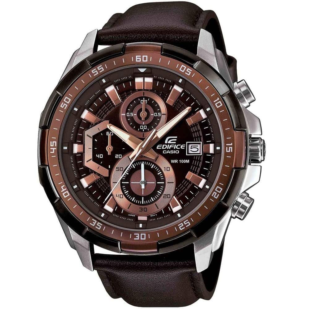 01-226.jpg Casio Edifice Chronograph Watch for Men Brown Dial with Brown Leather Strap EFR-539L-5AV - Image 1