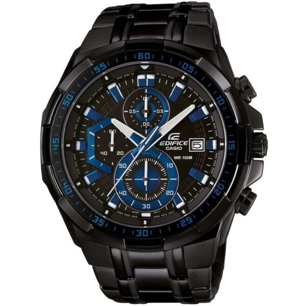 Casio Edifice Chronograph Watch for Men Black Dial with Black Stainless steel Strap EFR-539BK-1A2V