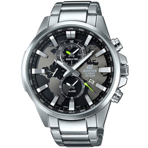 Casio Edifice Chronograph Watch for Men Black Dial with Silver Stainless steel Strap EFR-303D-1AV