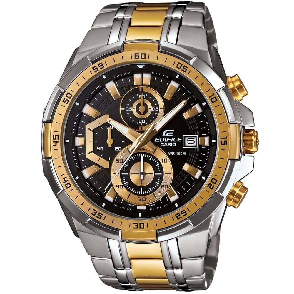 01-247.jpg Casio Edifice Chronograph Watch for Men Black Dial with Two tone Silver and Gold Stainless steel Strap EFR539SG-1A - Image 1