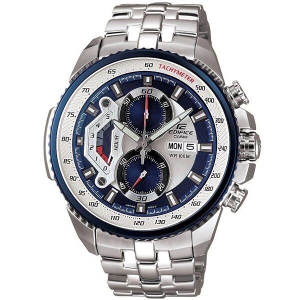Casio Edifice Chronograph Watch for Men Blue Dial with Silver Stainless steel Strap EF-558D-2AV