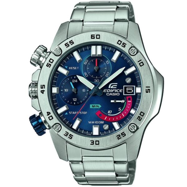 Casio Edifice Chronograph Watch for Men Blue Dial with Silver Stainless steel Strap EFR-558D-2AV