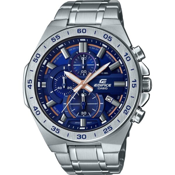 Casio Edifice Chronograph Watch for Men Blue Dial with Silver Stainless steel Strap EFR-564D-2AV