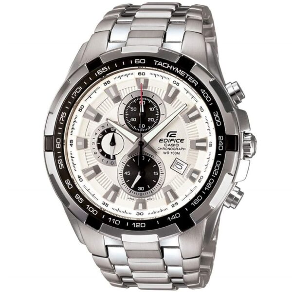 Casio Edifice Chronograph Watch for Men White Dial with Silver Stainless steel Strap EF-539D-7AV