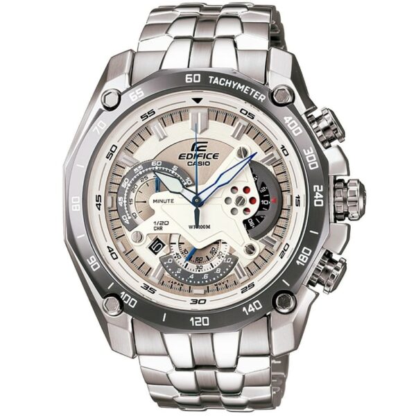 Casio Edifice Chronograph Watch for Men White Dial with Silver Stainless steel Strap EF-550D-7AV