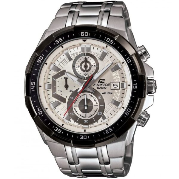 Casio Edifice Chronograph Watch for Men White Dial with Silver Stainless steel Strap EFR-539D-7AV