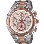 Casio Edifice Watch for Men White Dial with Two tone Silver and Rose Gold Stainless steel Strap EFR-539SG-7A5V