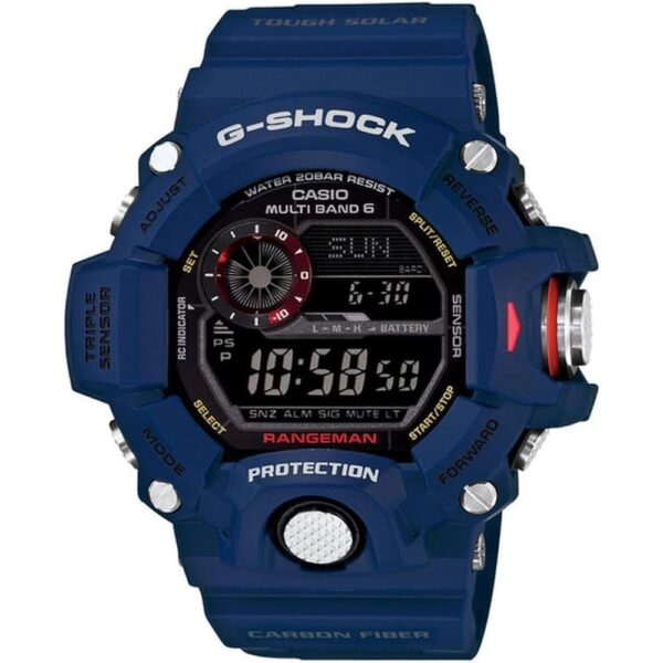 Casio G-Shock Chronograph Watch for Men Black Dial with Blue Resin Strap GW-9400NVJ-2JF