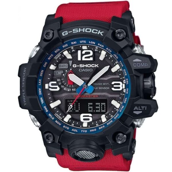 Casio G-Shock Chronograph Watch for Men Black Dial with Red Resin Strap GWG-1000RD-4A