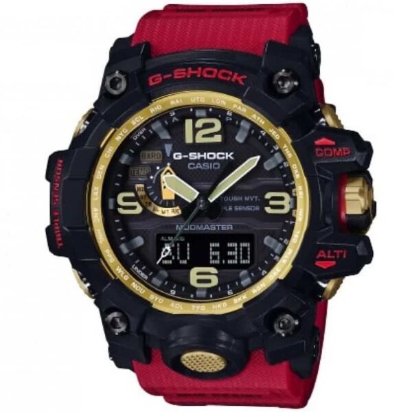 Casio G-Shock Chronograph Watch for Men Black Dial with Red Resin Strap GWG-1000GB-4A