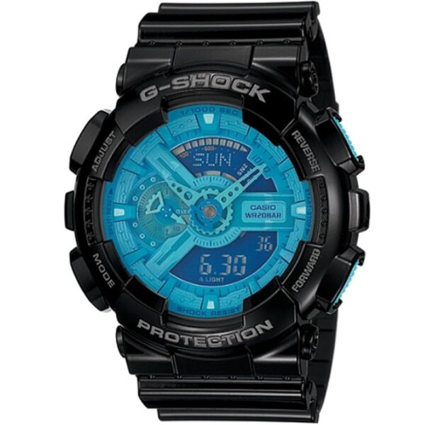 Casio G-Shock Chronograph Watch for Men Blue Dial with Black Resin Strap GA-110B-1A2