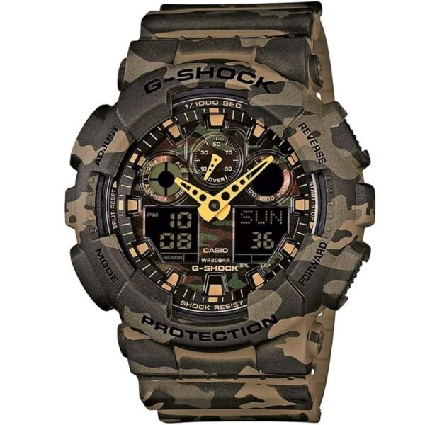 Casio G-Shock Chronograph Watch for Men Brown Dial with Brown Resin Strap GA-100CM-5AER