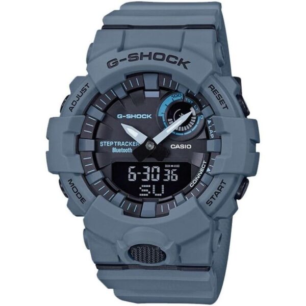 Casio G-Shock Chronograph Watch for Men Gray Dial with Blue Resin Strap GBA-800UC-2A