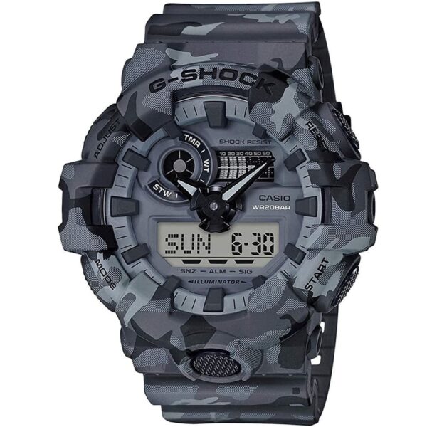 Casio G-Shock Chronograph Watch for Men Gray Dial with Gray Resin Strap GA-700CM-8A