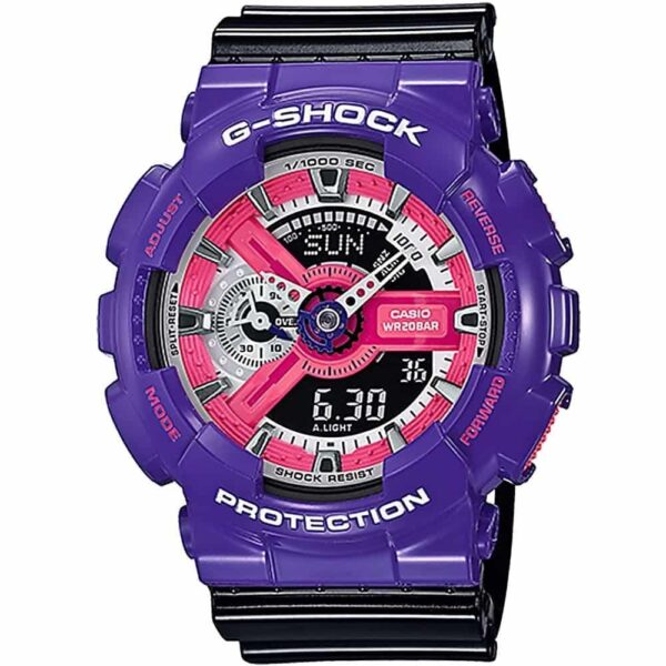 Casio G-Shock Chronograph Watch for Men Red Dial with Black Resin Strap GA-110NC-6A