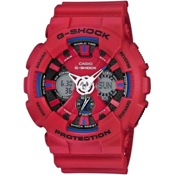 Casio G-Shock Chronograph Watch for Men Red Dial with Red Resin Strap GA-120TR-4A