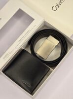 CK Black Leather Wallet-Belt Set For Men