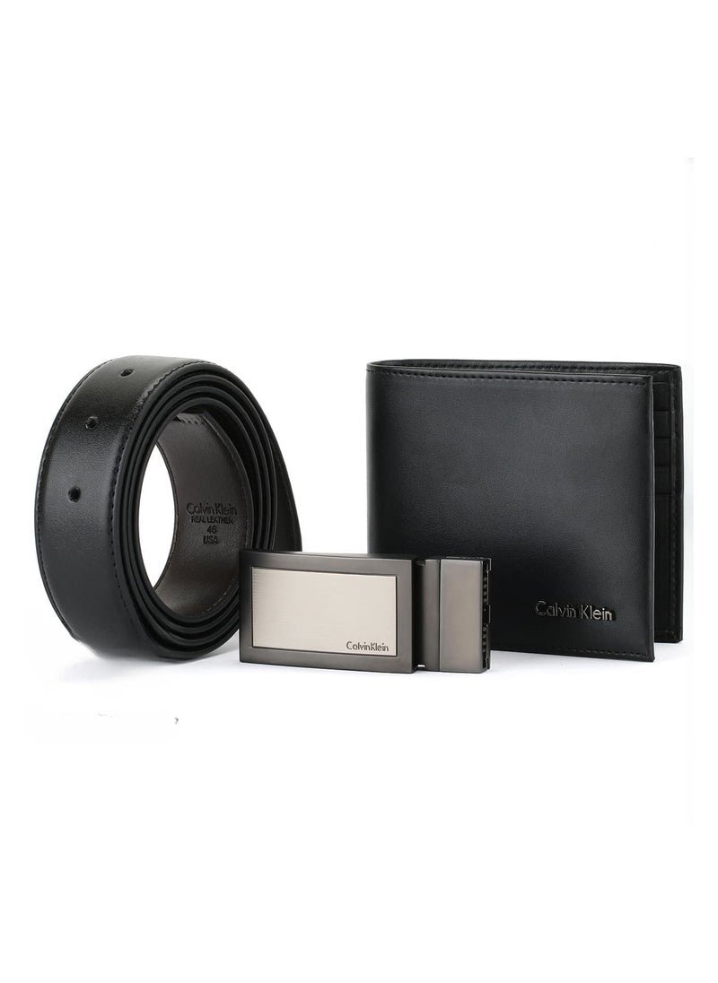 01-323.jpg CK Black Leather Wallet-Belt Set For Men - Image 1