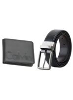 CK Black Leather Wallet-Belt Set For Men