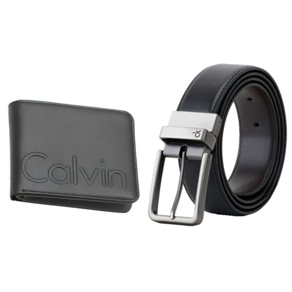 CK Black Leather Wallet-Belt Set For Men