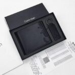 CK Black Leather Wallet-keychain Set For Men
