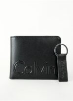 CK Black Leather Wallet-keychain Set For Men