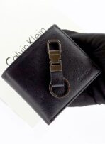 CK Black Leather Wallet-keychain Set For Men