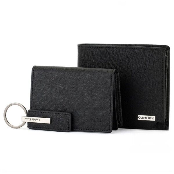 CK Black Wallet-Keychain-Card Holder Set For Men
