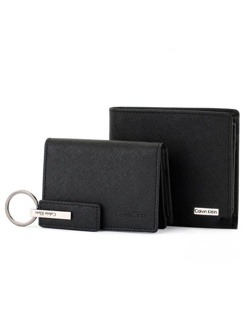 01-341.jpg CK Black Wallet-Keychain-Card Holder Set For Men - Image 1
