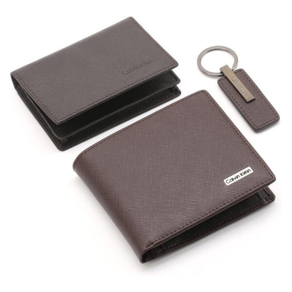 CK Brown Wallet-Keychain-Card Holder Set For Men