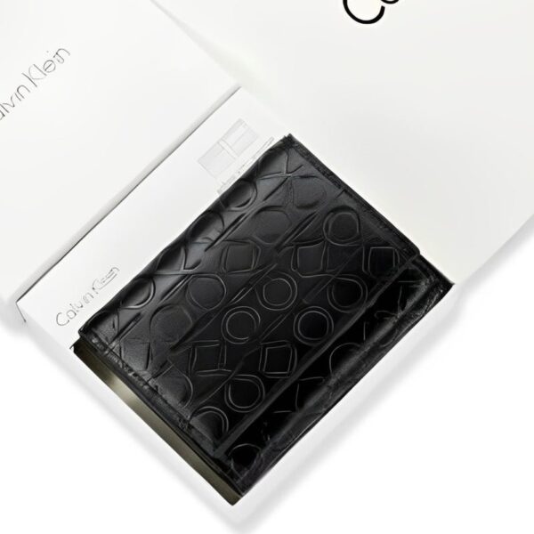 CK Monogram Trifold Black Wallet For Men