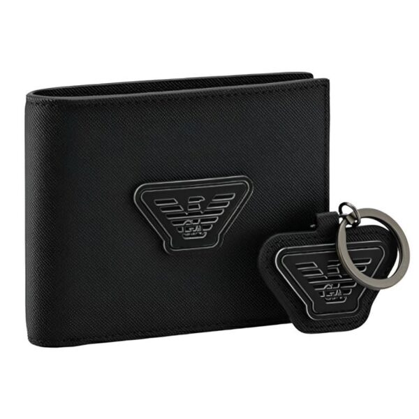 EA Black Wallet-Keychain Set For Men