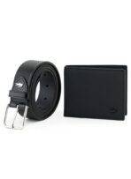 LC Black Leather Wallet-Belt Set For Men