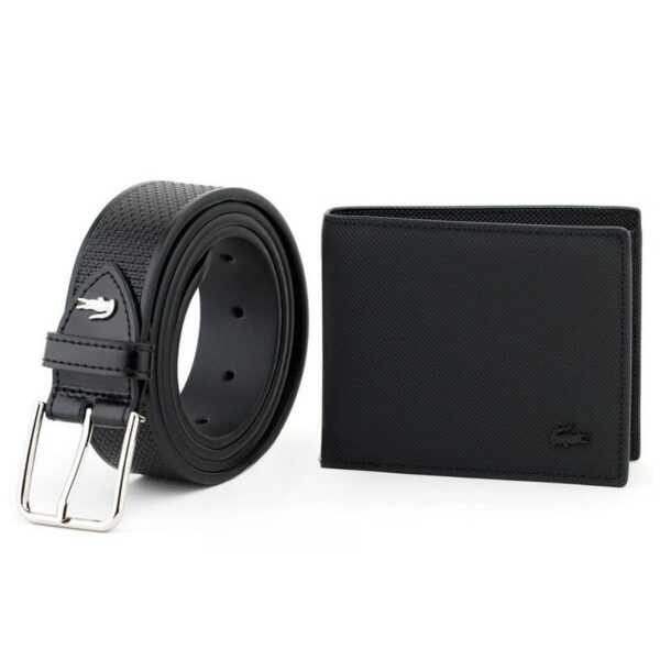 LC Black Leather Wallet-Belt Set For Men