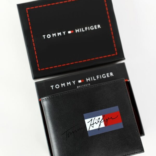 TH Black Leather Wallet For Men
