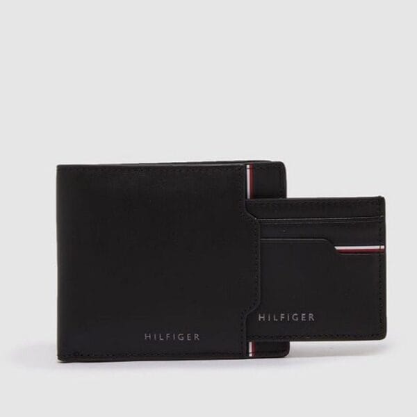 TH Black Leather Wallet With Card Holder For Men