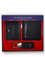 TH Black Leather Wallet-Keychain-Card Holder Set For Men
