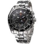 Casio Edifice Chronograph Watch for Men Black Dial with Silver Stainless steel Strap EF-550RBSP-1AV - Image 2