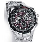 Casio Edifice Chronograph Watch for Men Black Dial with Silver Stainless steel Strap EF-554D-1A - Image 2
