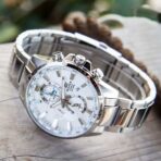 Casio Edifice Chronograph Watch for Men Silver Dial with Silver Stainless steel Strap EFR-303D-7AV - Image 2