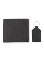 AX Black Leather Wallet & Keychain Set For Men - Image 2