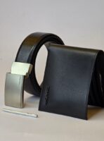 CK Black Leather Wallet-Belt Set For Men - Image 2