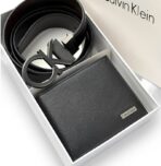 CK Black Leather Wallet-Belt Set For Men - Image 2