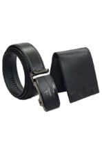 CK Black Leather Wallet-Belt Set For Men - Image 2