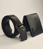 CK Black Leather Wallet-Belt Set For Men - Image 2