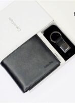 CK Black Leather Wallet-keychain Set For Men - Image 2