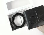 CK Black Leather Wallet-Belt Set For Men - Image 3