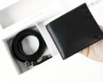 CK Black Leather Wallet-Belt Set For Men - Image 3
